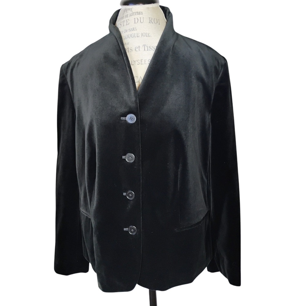 Lauren Ralph Lauren Velvet Blazer Jacket Womens 18W Black Career Business Casual